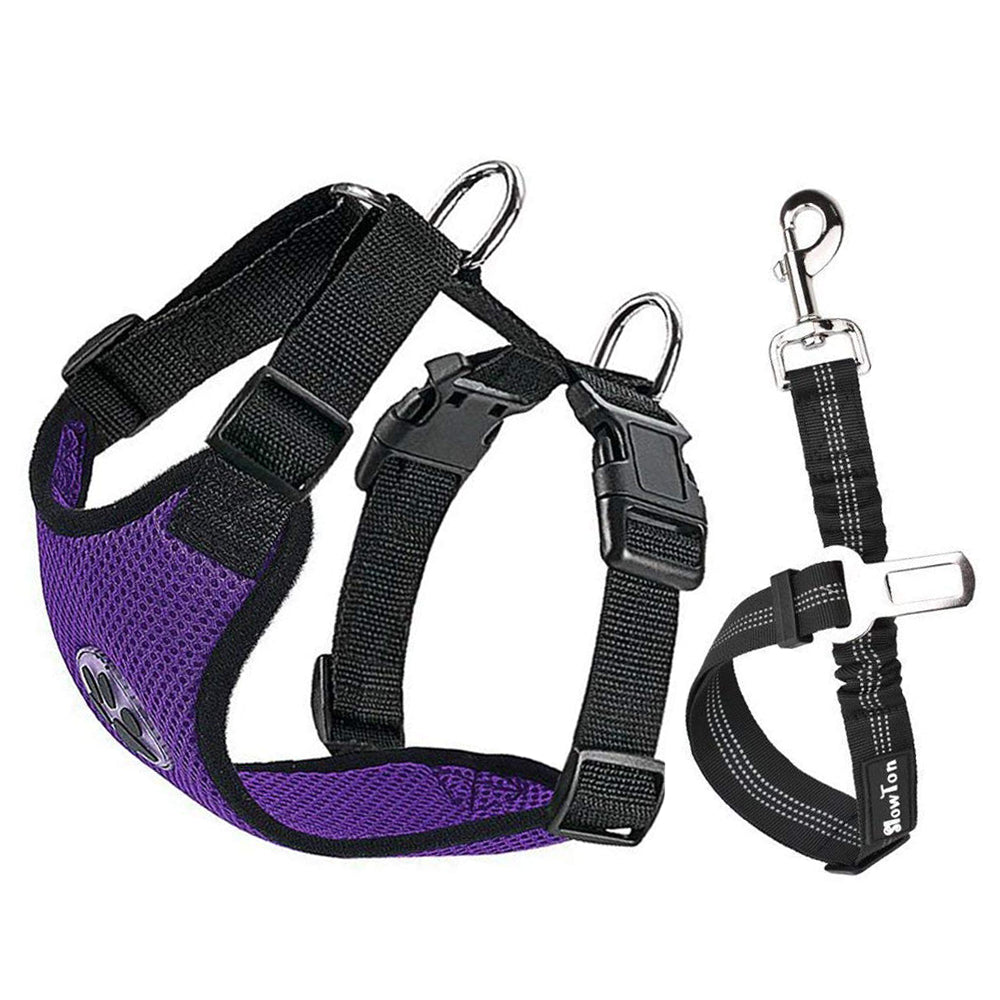 Dog Car Harness & Seat Belt - Purple