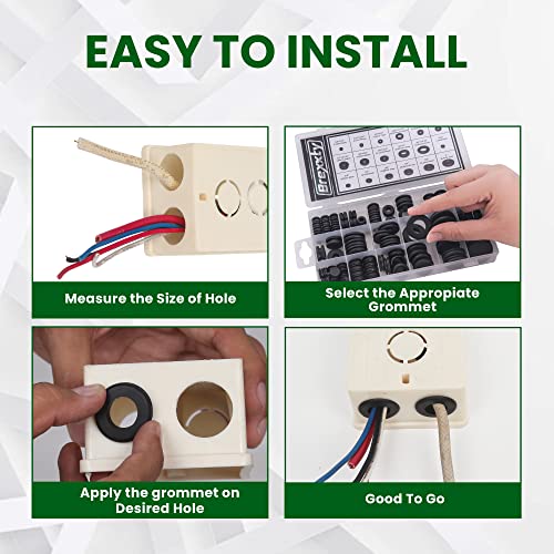 125 Pcs Rubber Grommets for Wiring—18 Different Sizes— Includes Automotive Grommet Rubber & Wire Rubber Grommet Kit (1/4” 9/32” 5/16” 3/8” 1/2” 17/32” 5/9” 9/16” 5/8” 3/4” 7/8” 15/16” 1”)
