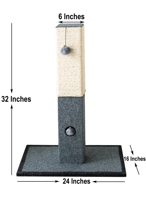 Catry Natural Minimalist Cat Tree Cat Scratching Post with Natural Sisal Rope and Toys