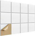 12 Pieces Square Sound Absorbing Panels Self-Adhesive, 12" X 12" X 0.4"High Density Acoustic Panel, Stylish Acoustical Wall Padding Used in Home & Offices(White)