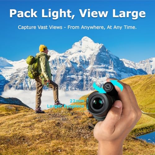 12x50 Monocular Telescope for Adults, High Powered HD Compact Monoculars Portable Handheld Telescope with BAK4 Prism FMC Lens, Waterproof Monoculars for Bird Watching Hiking Hunting Traveling Camping