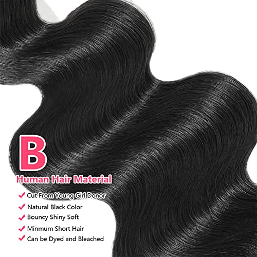 10A Brazilian Body Wave 1 Bundle 28 Inch Single Bundles Human Hair Body Wave One Bundle 100% Unprocessed Remy Virgin Human Hair Weave Bundles 1B Natural Black