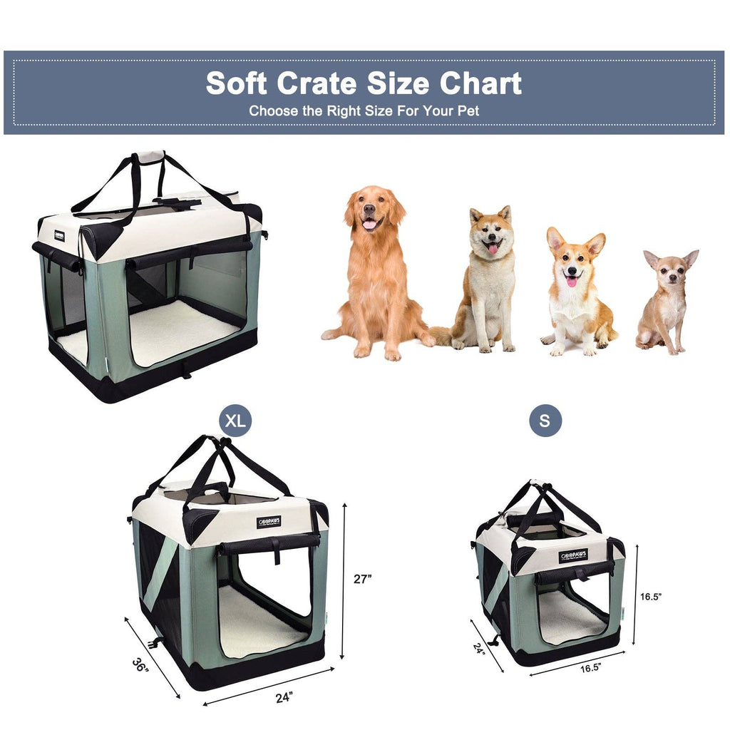 Jespet Goopaws Series Indoor & Outdoor 3-Door Collapsible Soft-Sided Dog, Cat & Small Pet Crate
