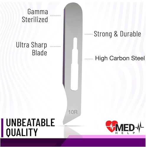 10r Disposable Scalpels 10R - Dermaplaning Tool Scalpel Blades 10R with Plastic Handle, High Carbon Steel Dermablade Blades #10 Surgical Blades, Scaple - Box of 10