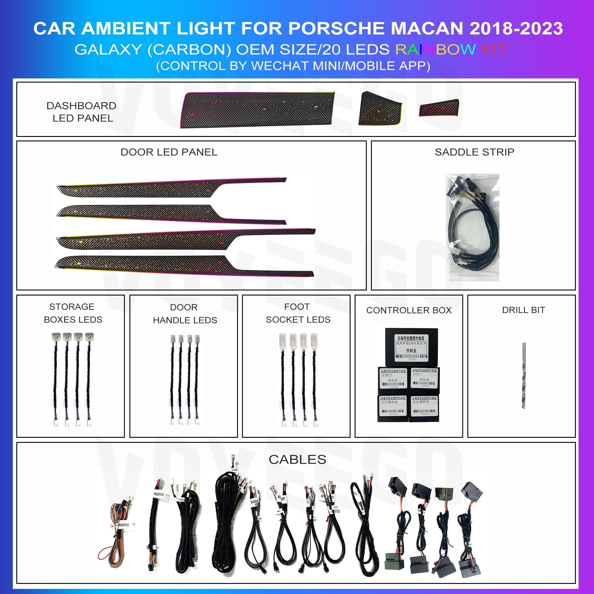 Macan 2018-2023 Panel Ambient Lighting Kit | Rainbow