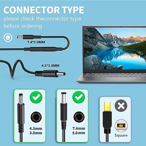 15 3000 3520 65W/45W Laptop Charger Fit for Dell Inspiron 14 15 16 3000 5000 3511 5630 5620 5625 3510 3521 3525 3552 5420 5425 5579 Vostro 3425 3520 5630 5510 AC Power Supply Adapter Cord