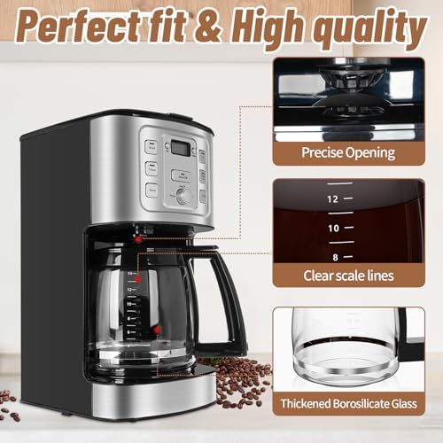14-Cup Coffee Pot Replacement for Cuisinart Coffee Maker DCC-2200, DCC-2600, DCC-2800, DCC-3200, and DCC-3200P1, Glass Carafe Replacement for Cuisinart, BPA Free, Dishwasher Safe