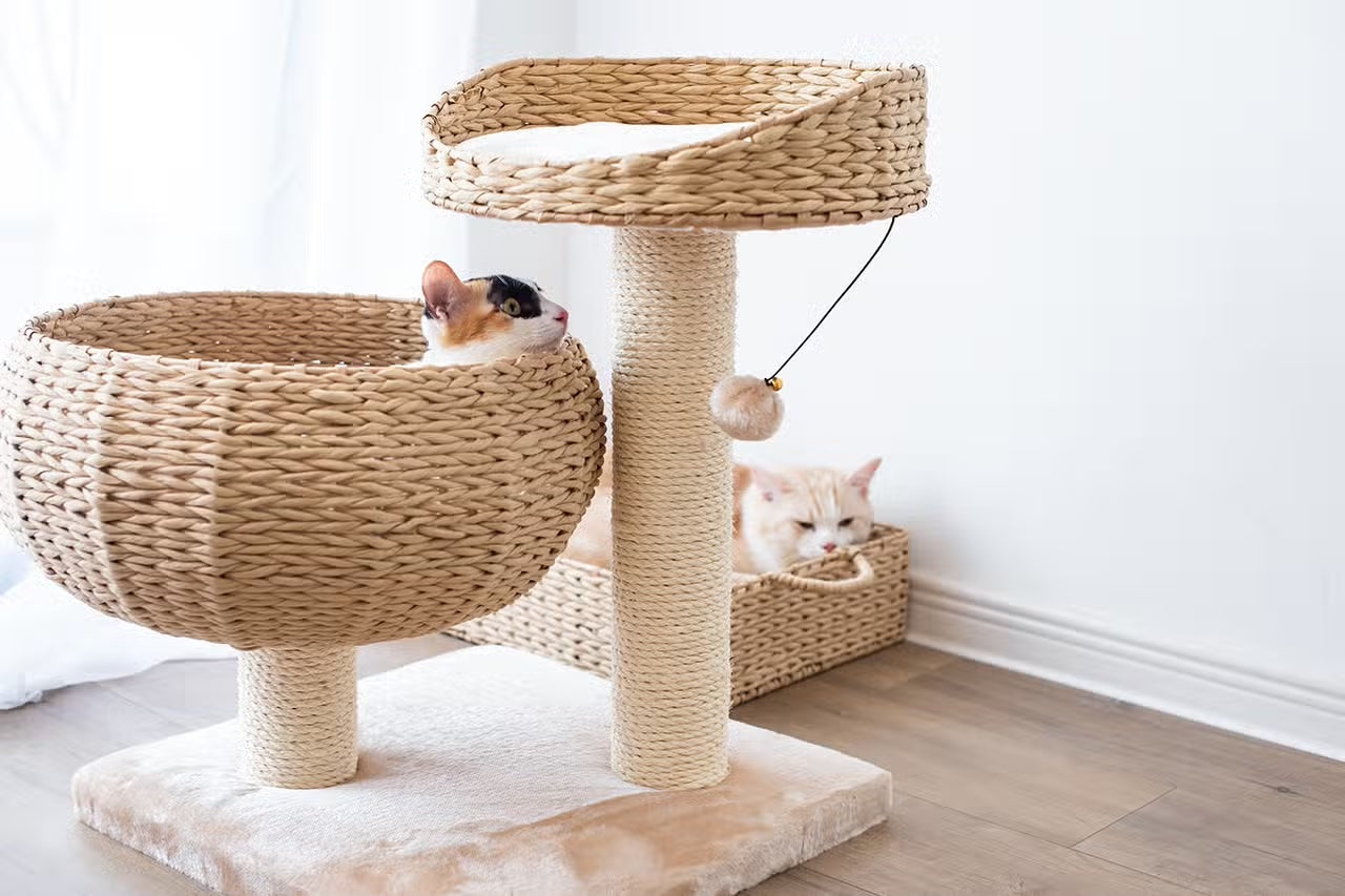 PetPals Cozy Handwoven, Natural Eco-Friendly Medium Cat Tree