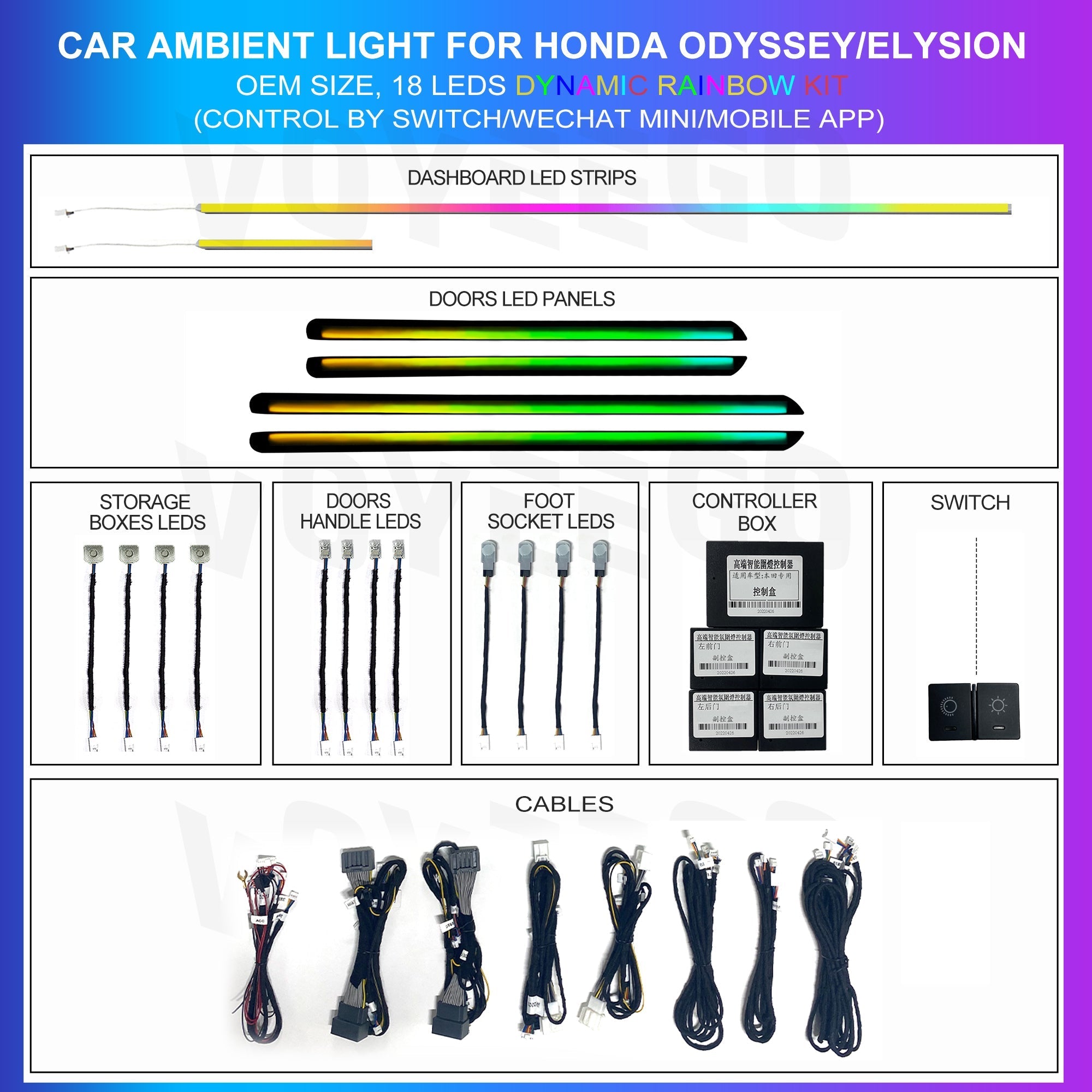 Odyssey/Elysion 2015-2026 Ambient Lighting Kit | Dynamic Rainbow