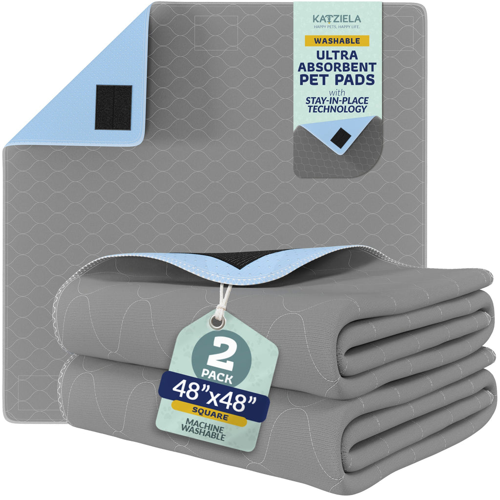 Katziela Quick-Drying Washable Pee Pads for Dogs With Hook & Loop Rectangular