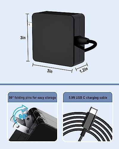 109W USB C Power Adapter, Type C Power PD Wall Fast Charger Compatible with Mac Book Pro, Dell Latitude, Lenovo, Huawei Matebook, HP Spectre, Acer Chromebook and Any Laptops or Smart Phones 1