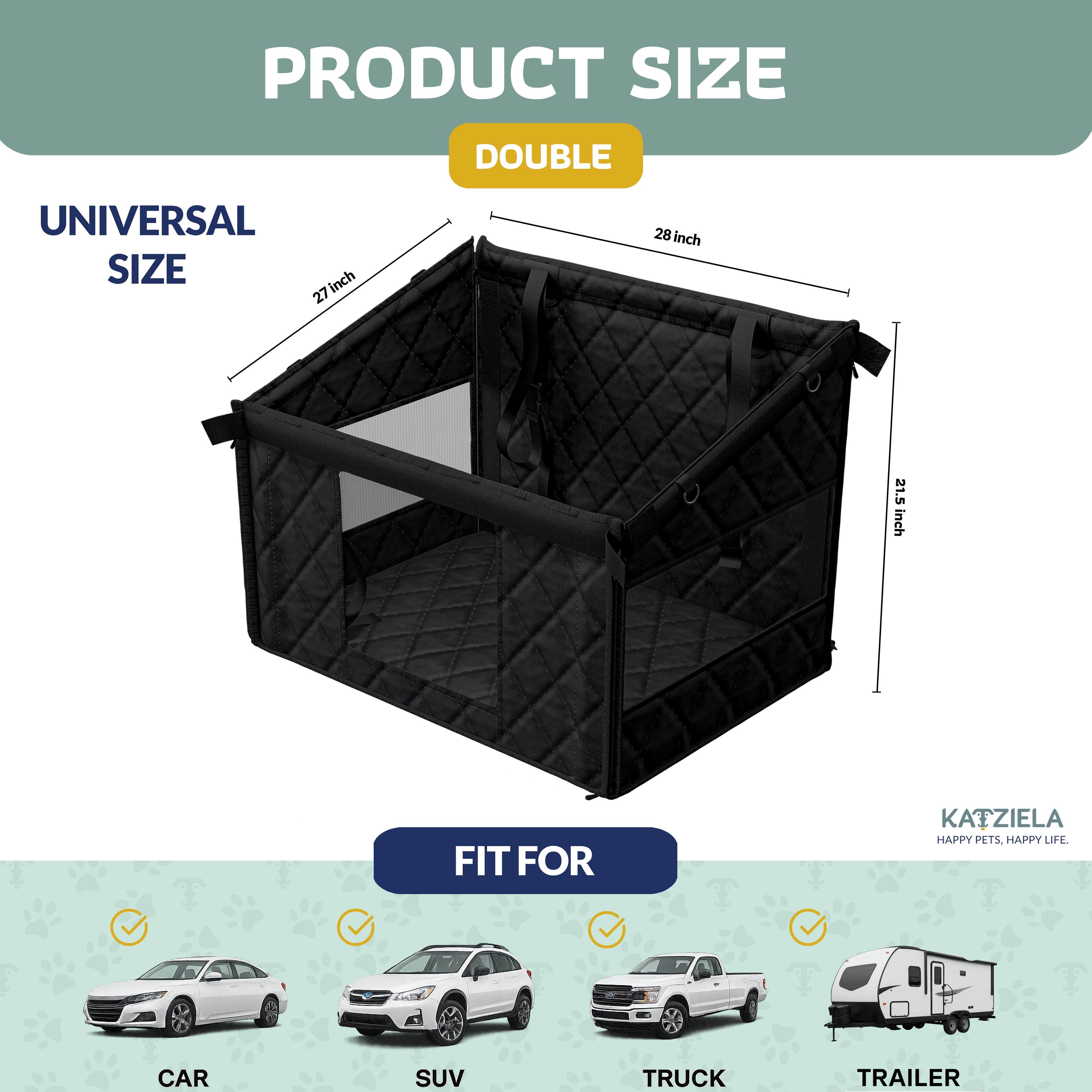 Katziela Double Seated Dog Car Seat Cover