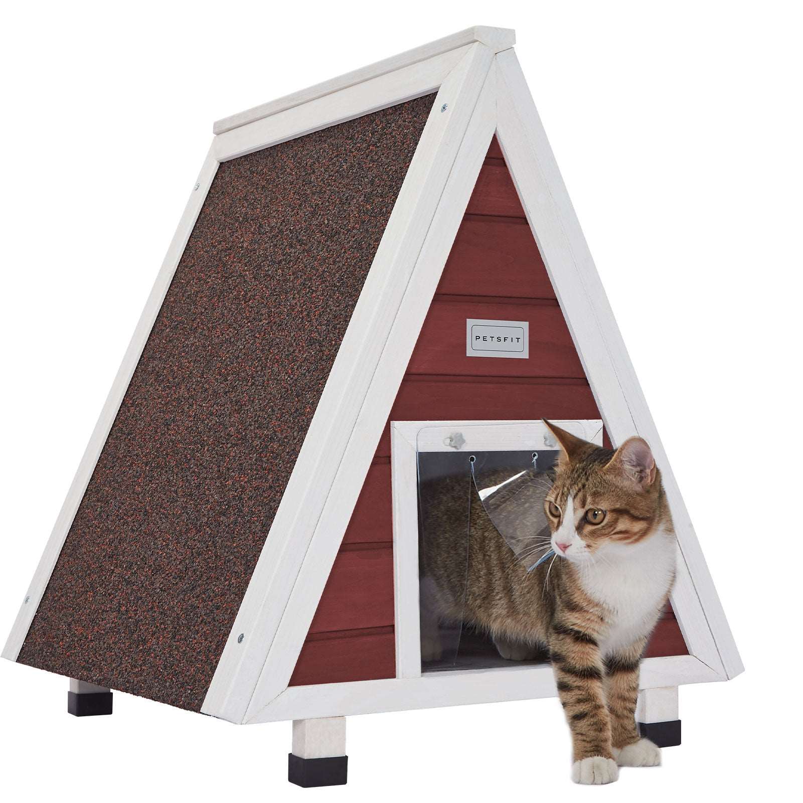 PETSFIT Single Story Triangular Cat House With Foot Stand