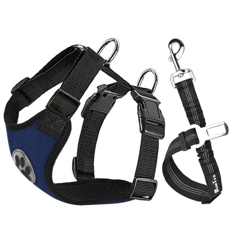 Dog Car Harness & Seat Belt - Canvas Blue