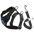 Dog Car Harness & Seat Belt - Plaid Blue & Black