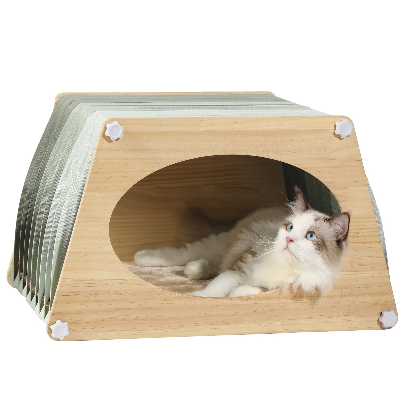 PETSFIT Modern Style Wood Cat House with Soft Mat