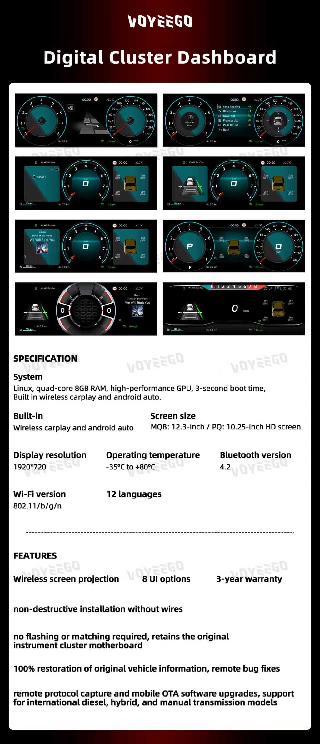 Golf 6 MK6 2009-2014 Digital Lcd Cluster