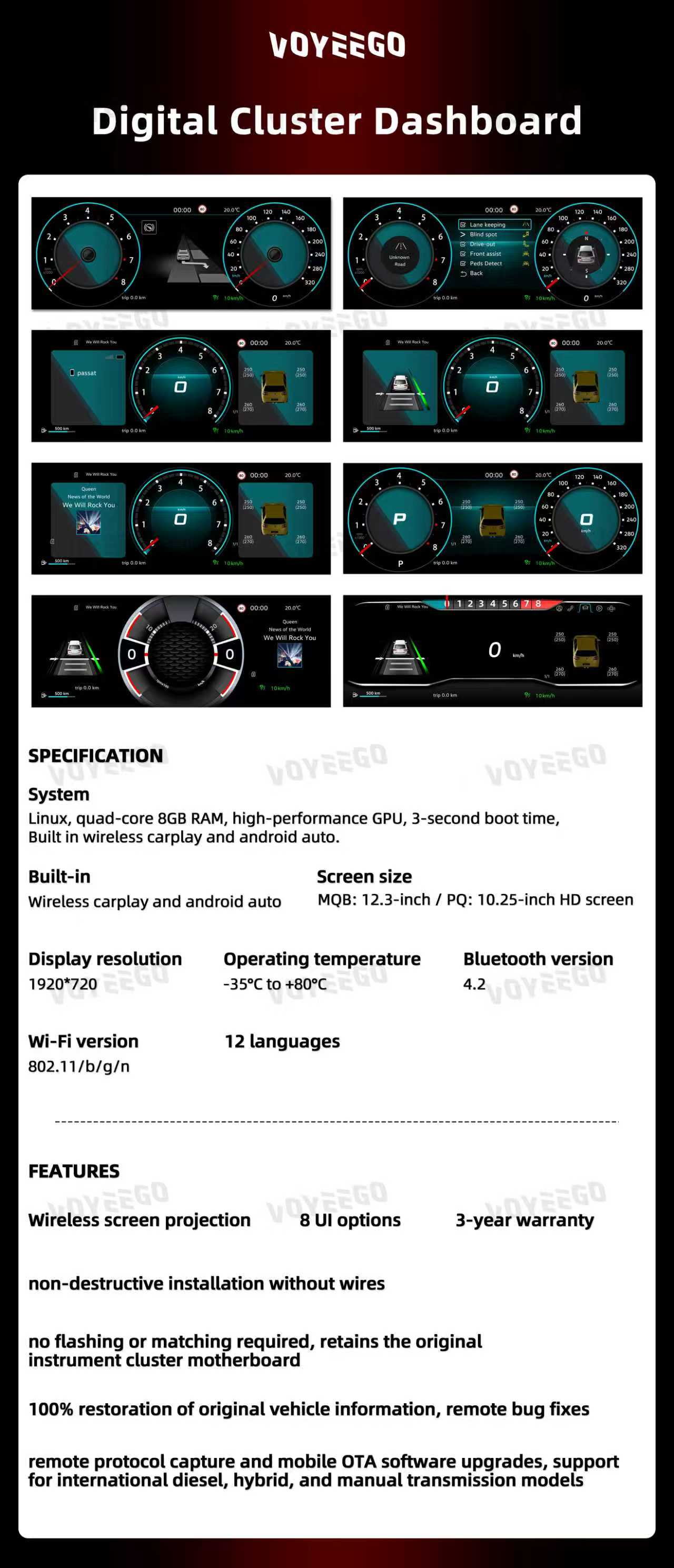 Golf 6 MK6 2009-2014 Digital Lcd Cluster