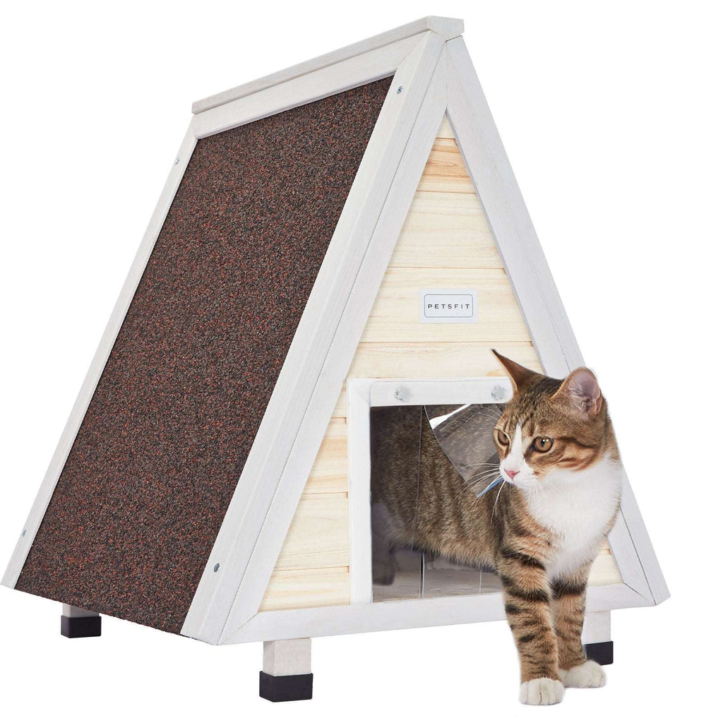 PETSFIT Single Story Triangular Cat House With Foot Stand