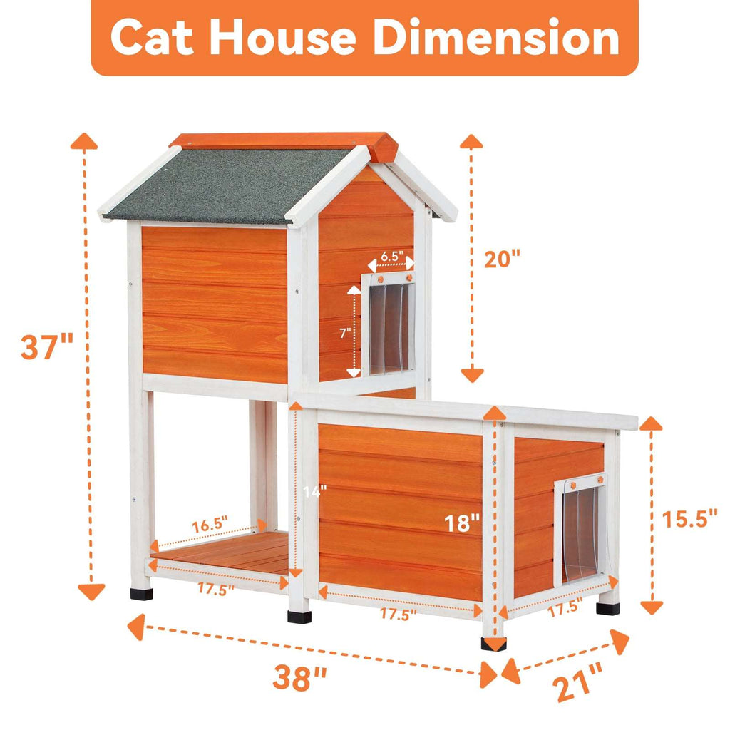 PETSFIT 2 Stroy Heated Cat Houses For Outdoor Rabbit Hutch Orange [Only available in North America]