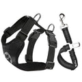 Dog Car Harness & Seat Belt - Plaid Grey & Black