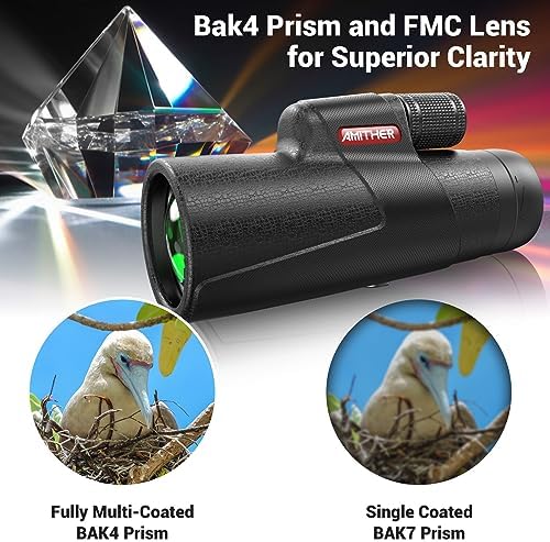 12x55 Monocular Telescope for Smartphone, High Powered HD Compact Monocular Scope for Adults & Kids with Phone Adapter Tripod Portable Handheld Telescope for Camping Hiking Hunting Wildlife Watching