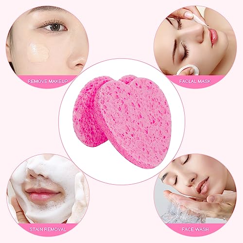 150-Count Heart Shape Compressed Facial Sponges, 100% Natural Cosmetic Spa Sponges for Facial Cleansing for Daily Facial Cleansing, Exfoliating Mask, Makeup Remover. Ideal for Home and Travel.
