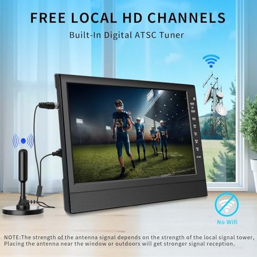 12-Inch Portable Small TV with HD Display, HDMI and USB Ports | Built-in Digital Tuner and Compact Design for Home, Kitchen, RV, and Travel Use