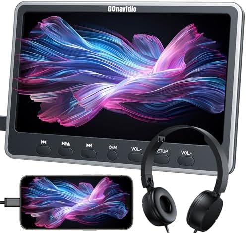 12" Car DVD Players with HDMI Input Headphone Mounting Bracket Dual Speaker, Car Headrest DVD Player Support Sync Screen, AV in & Out, Last Memory, Region Free