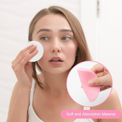 120 Pcs Facial Sponge Compressed, Luxiv Face Cleansing Sponge Estheticians Compressed Makeup Facial Sponge Round Wash Face Sponges for Women Compress Exfoliating Removal Sponge (White+pink)