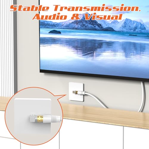 10FT RG6 Coaxial Cable, TV Coax Cable Cord Extender, Gold Plated Connectors, RG6 Compatible for Cable Modems, Cable Box, Digital Router, With F Connector and 90 Degree Angled Male to Female Adapter
