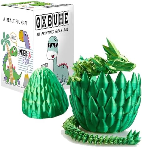 12inch 3D Printed Dragon Egg,Mystery Crystal Dragon Fidget Toys,Articulated Dragon,Home Desk Decor Easter Surprise Dinosaur Eggs,Adults Fidget Toys for Autism/ADHD (Turquoise)