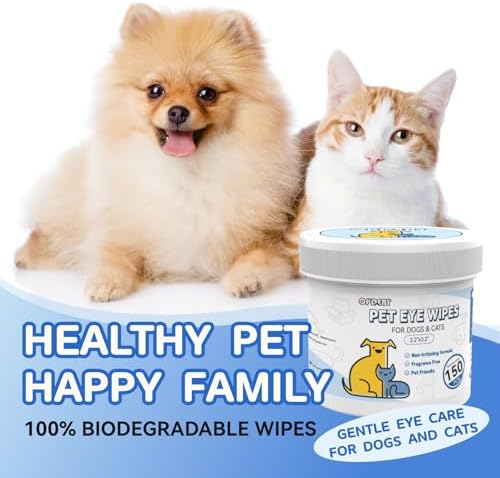 150Pcs Eyes Wipes for Dogs - Tear Stain Remover for Dogs - Dog Eye Cleaner, Eye Debris, Discharge, Mucus Secretions - Eye Wipes for Dogs & cat Eye Wipes - 3.2 inches