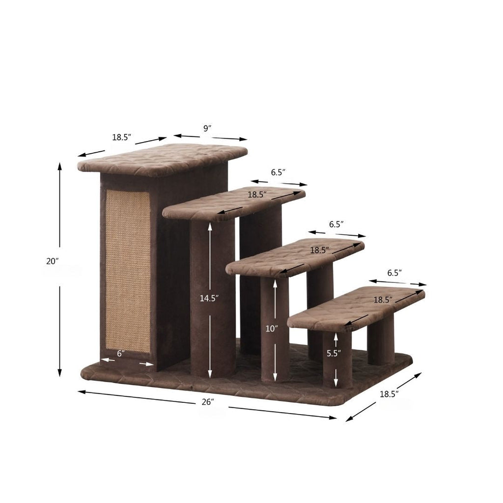 PetPals Zoso Quilted Velvet Pet Stairs