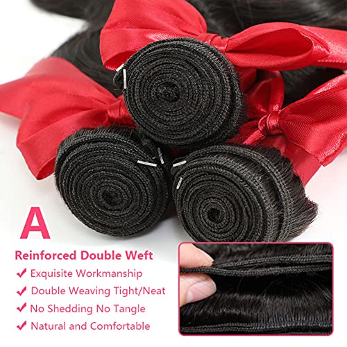 10A Brazilian Body Wave 1 Bundle 28 Inch Single Bundles Human Hair Body Wave One Bundle 100% Unprocessed Remy Virgin Human Hair Weave Bundles 1B Natural Black