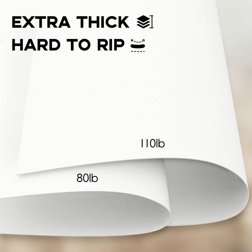 110lb White Cardstock 8.5x11, Goefun 100 Sheets Heavyweight White Card Stock 300 GSM for Invitations, Menus, Poster, DIY Card