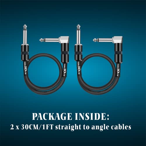 12 Inch Guitar Patch Cable 30 CM Performance Guitar Effect Pedal Cables Straight to Angled 2Pack