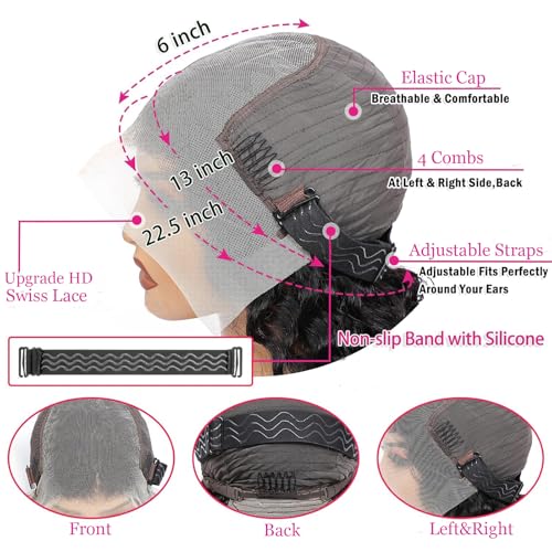 13x6 HD Lace Front Wigs Human Hair 200% Density Deep Wave Lace Front Wigs Human Hair 26 Inch Glueless Deep Curly Lace Frontal Wigs for Women Pre Plucked Wet and Wave Wigs Human Hair with Baby Hair