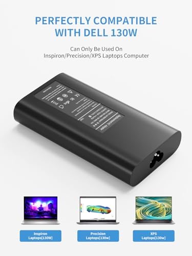130W 4.5mm Round Tip AC Adapter Laptop Charger for Dell XPS 15 7590 7570 9530 9560 9550 Precision 5530 5510 5540 5520 M3800 Inspiron 13 7000 7347 7348 Power Supply Cord