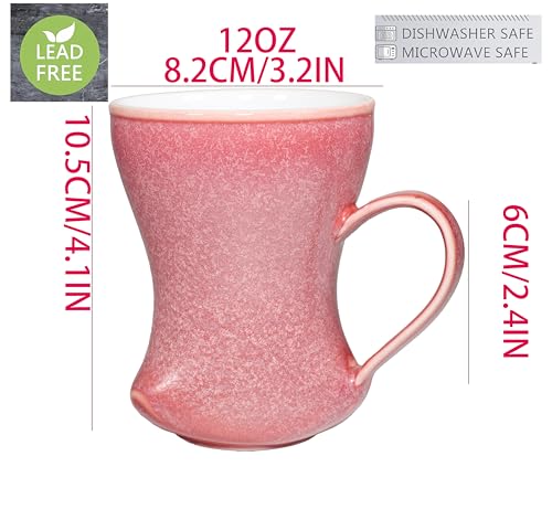 12Oz Crystallize Reactive Glaze Ceramic Coffee Mug, So Cool Cup With Handle Suitable for Office and Home Drinking Coffee Tea Cocoa Milk,Lead cadmium free, Dishwasher Microwave Safe (Red)