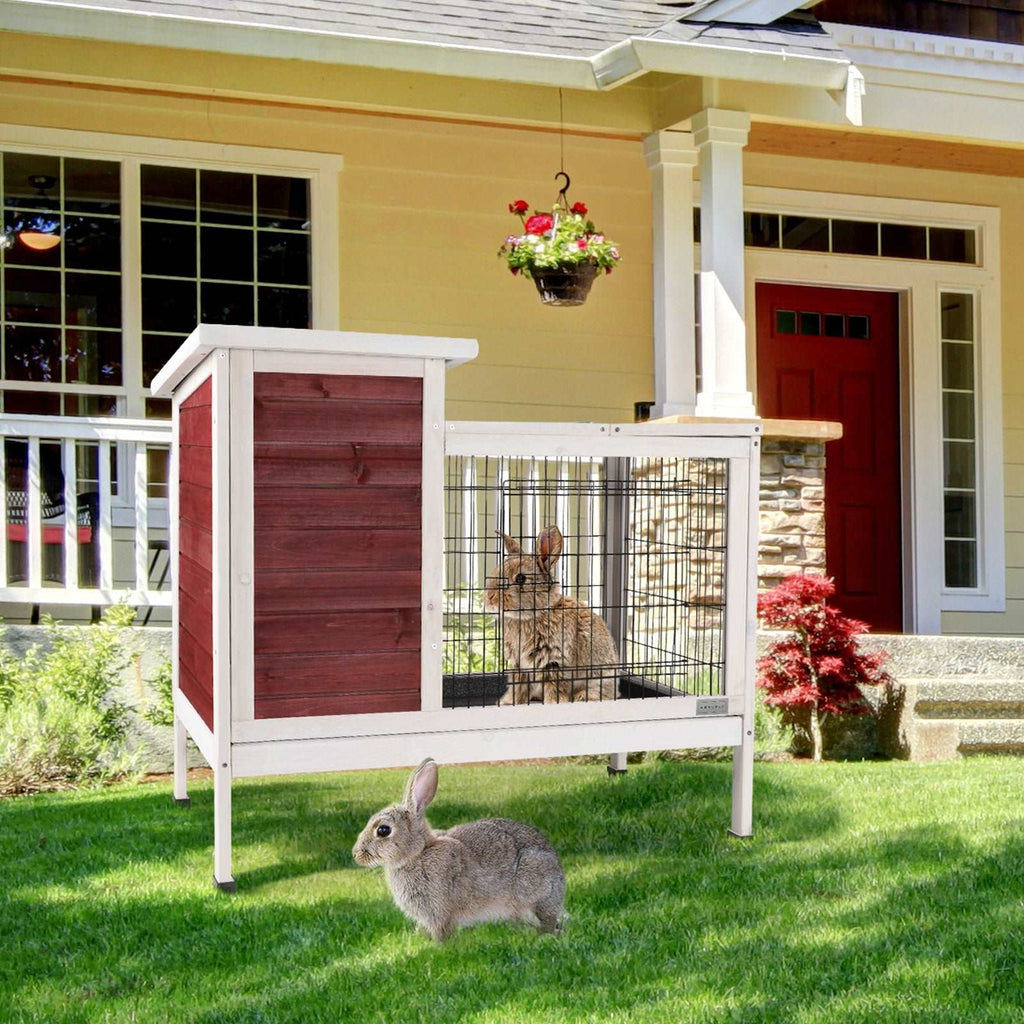 PETSFIT Guinea Pig Cage Rabbit Hutch with Pull Out Tray