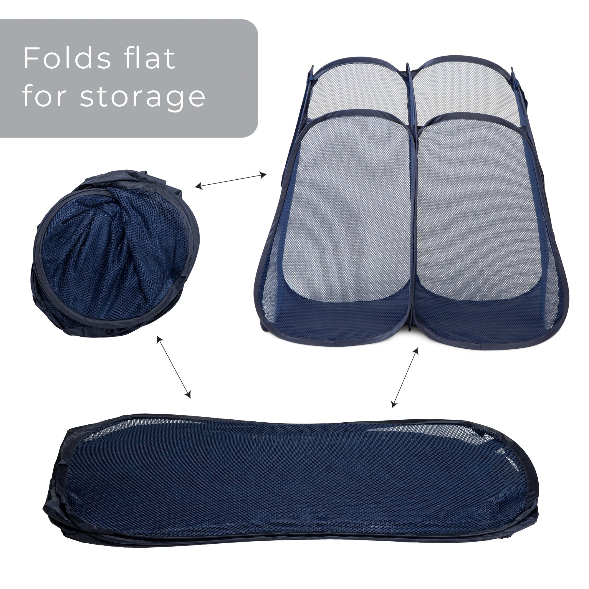 2-Compartment Pop-Up Pyramid Hamper - Blue