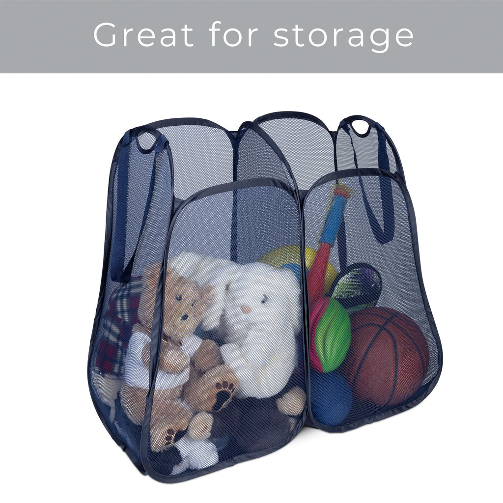 2-Compartment Pop-Up Pyramid Hamper - Blue
