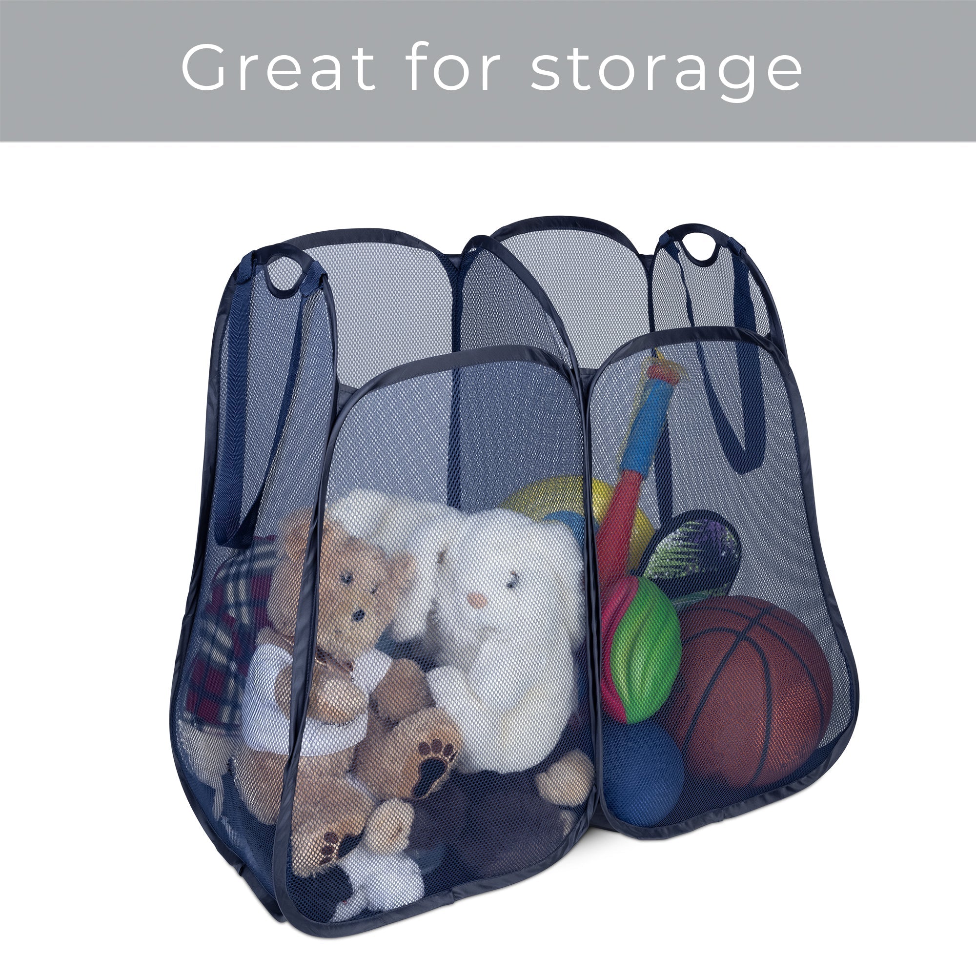 2-Compartment Pop-Up Pyramid Hamper - Blue