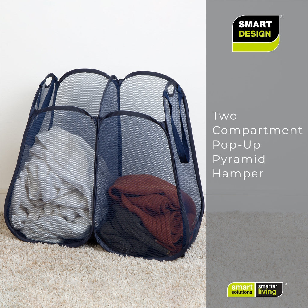2-Compartment Pop-Up Pyramid Hamper - Blue