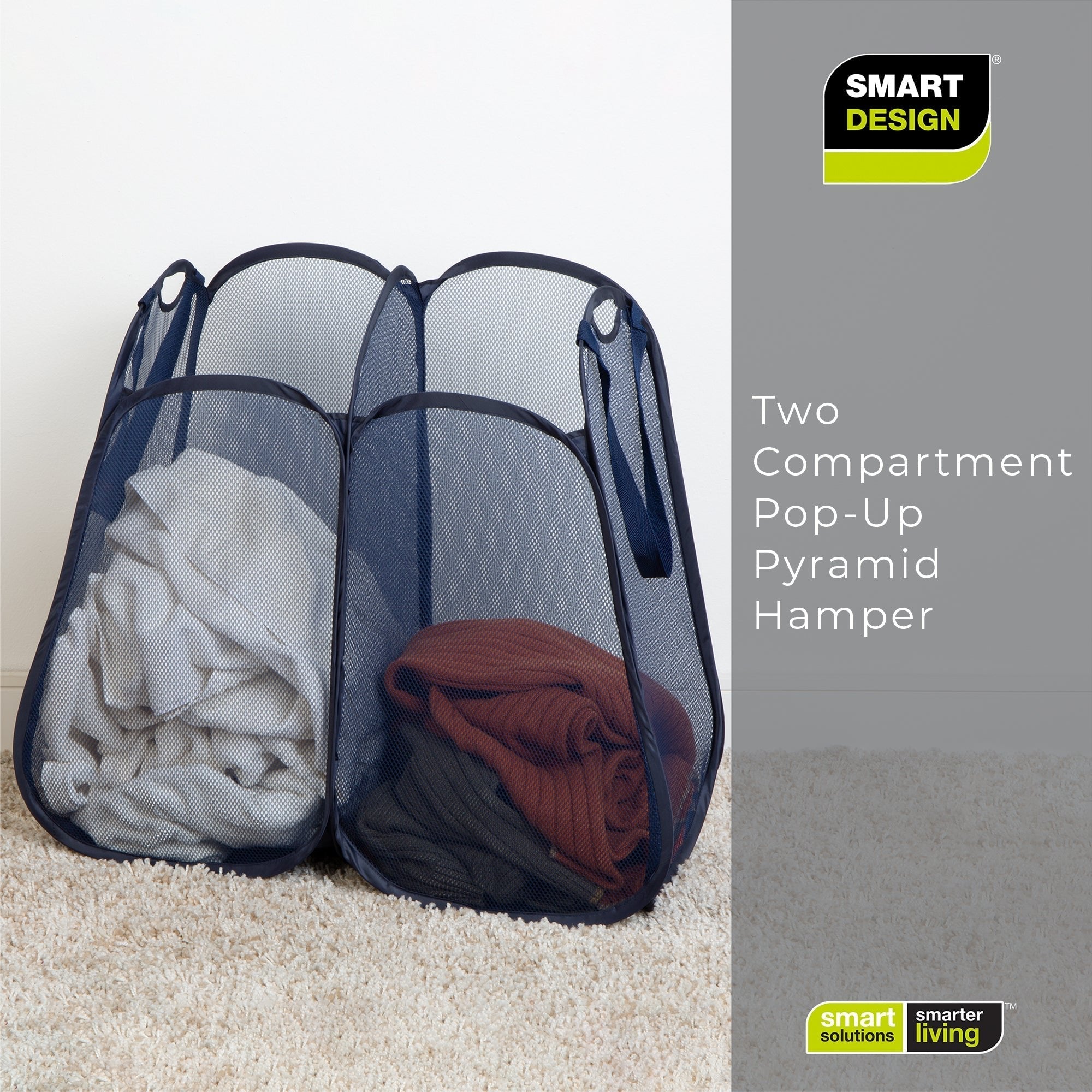 2-Compartment Pop-Up Pyramid Hamper - Blue