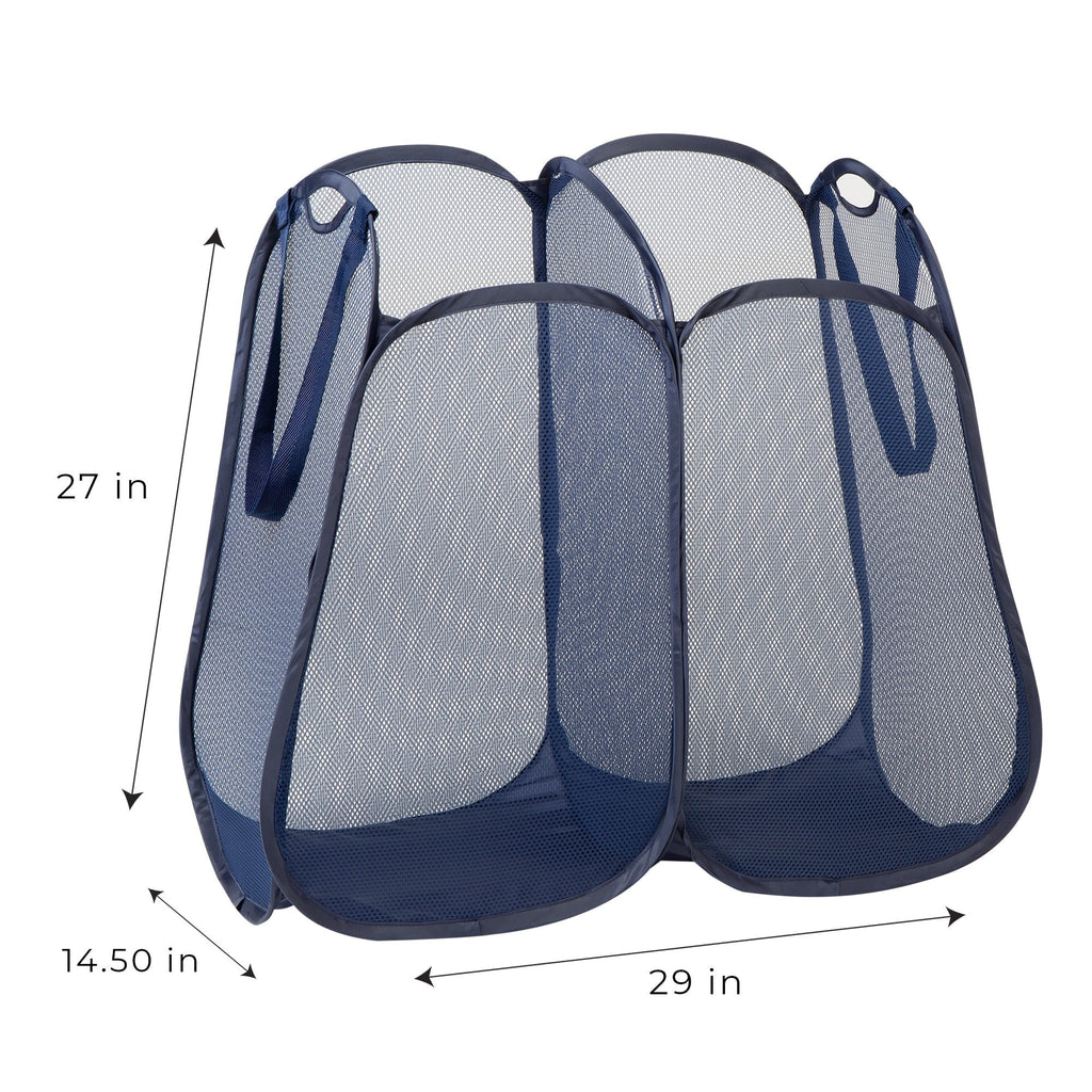 2-Compartment Pop-Up Pyramid Hamper - Blue