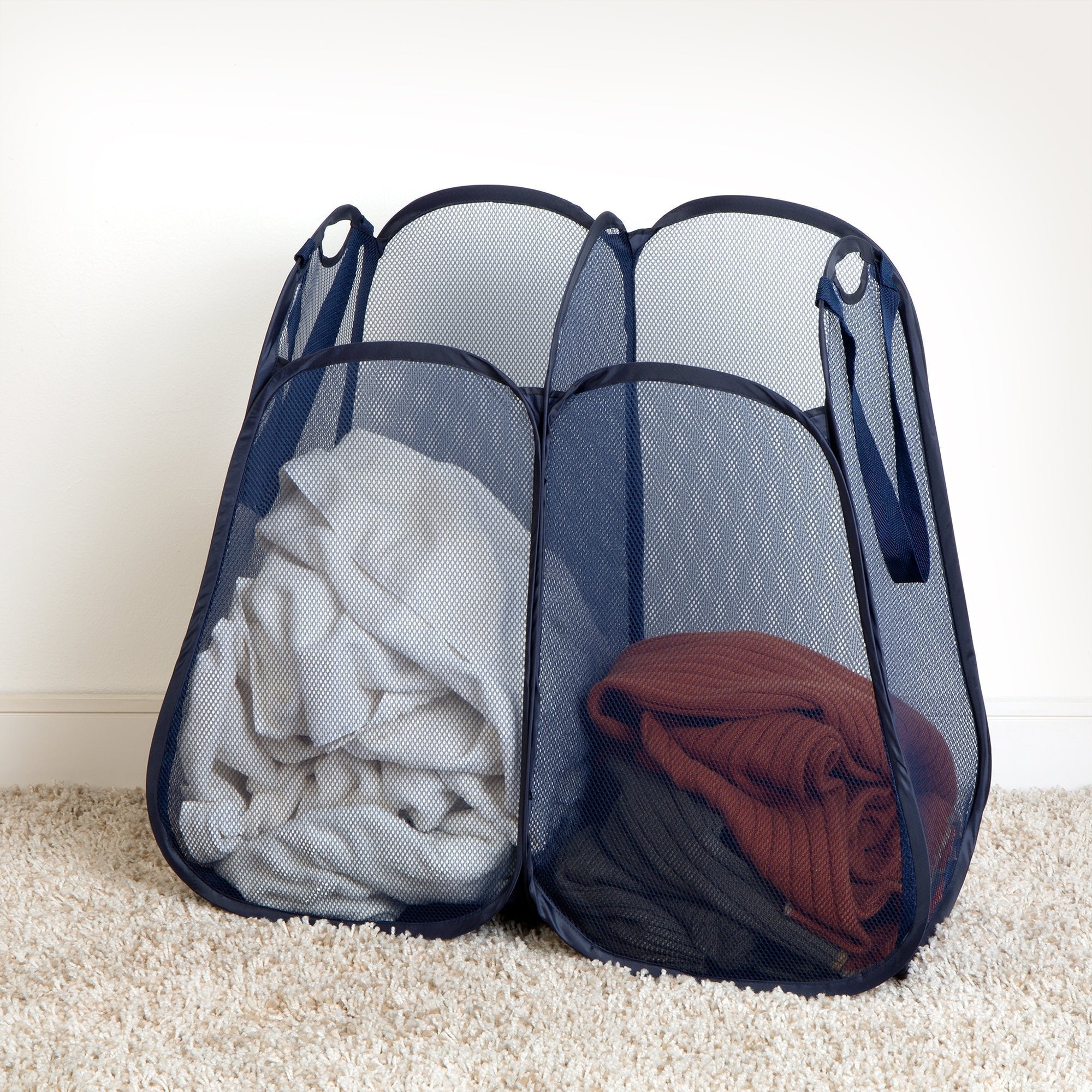 2-Compartment Pop-Up Pyramid Hamper - Blue