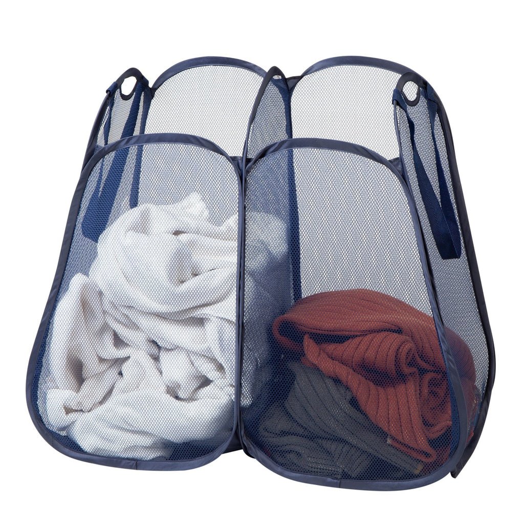 2-Compartment Pop-Up Pyramid Hamper - Blue