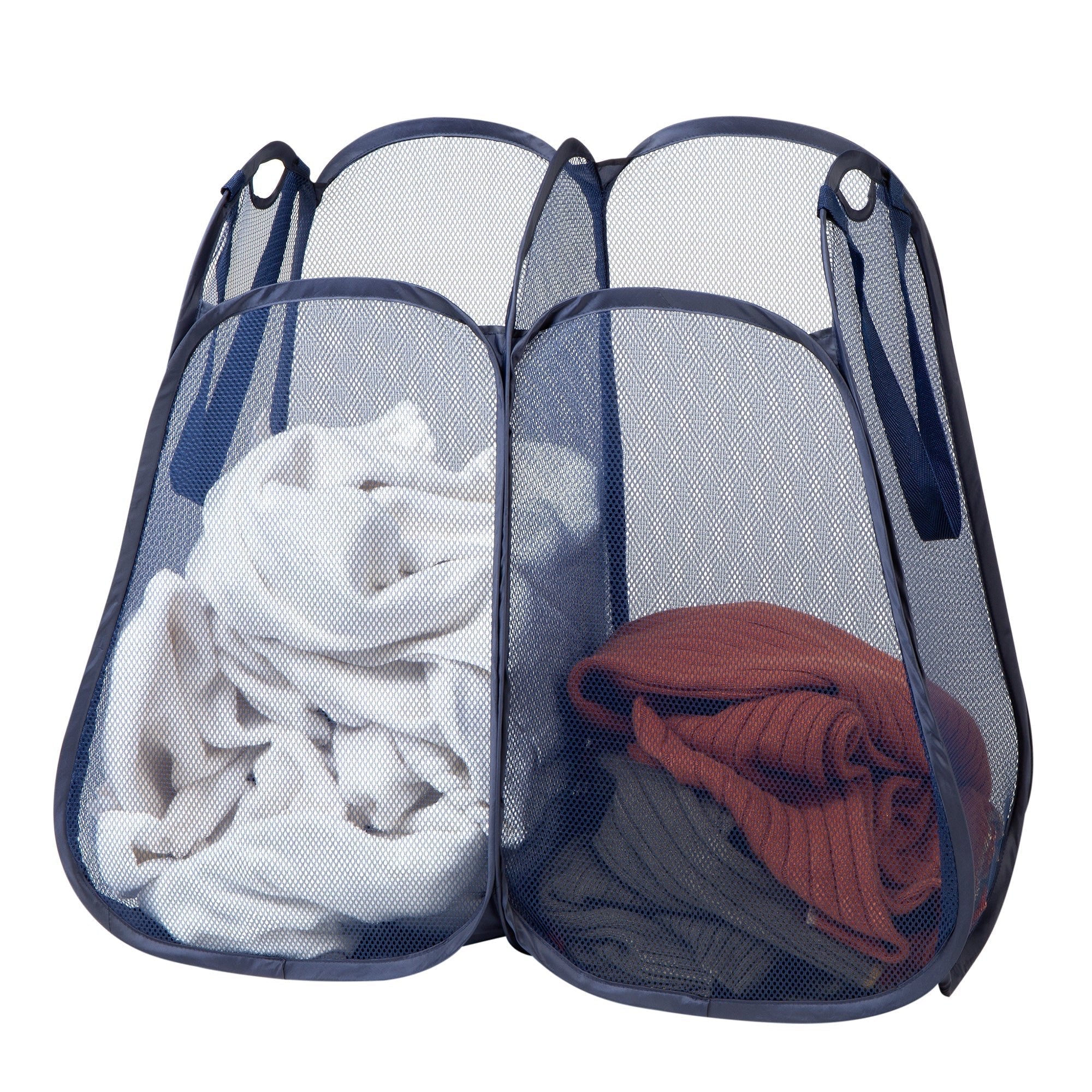 2-Compartment Pop-Up Pyramid Hamper - Blue